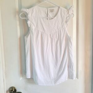 J. Crew | Women's White Ruffle Sleeve Cotton Blouse | Size XS